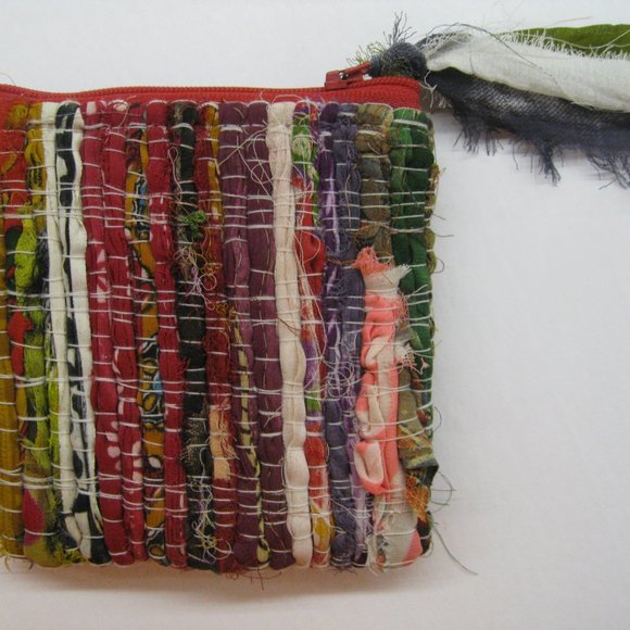 Crate and Barrel Sari Zipper Lined Coin Purse Boho Batik - Picture 3 of 10